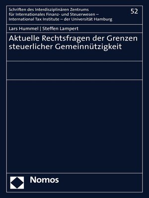cover image of Aktuelle Rechtsfragen der Grenzen steuerlicher Gemeinnützigkeit